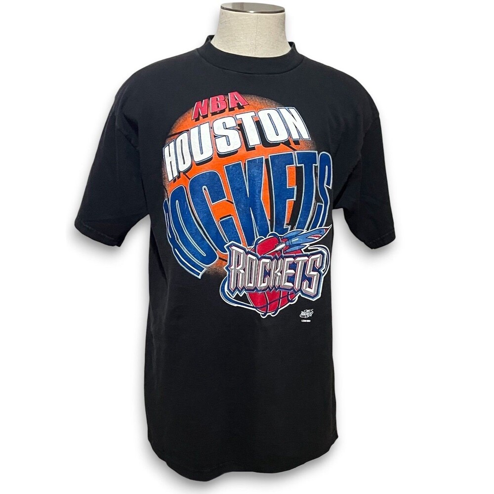 Vintage Houston Rockets T Shirt Black 100% Cotton Adult XL 1991 NBA